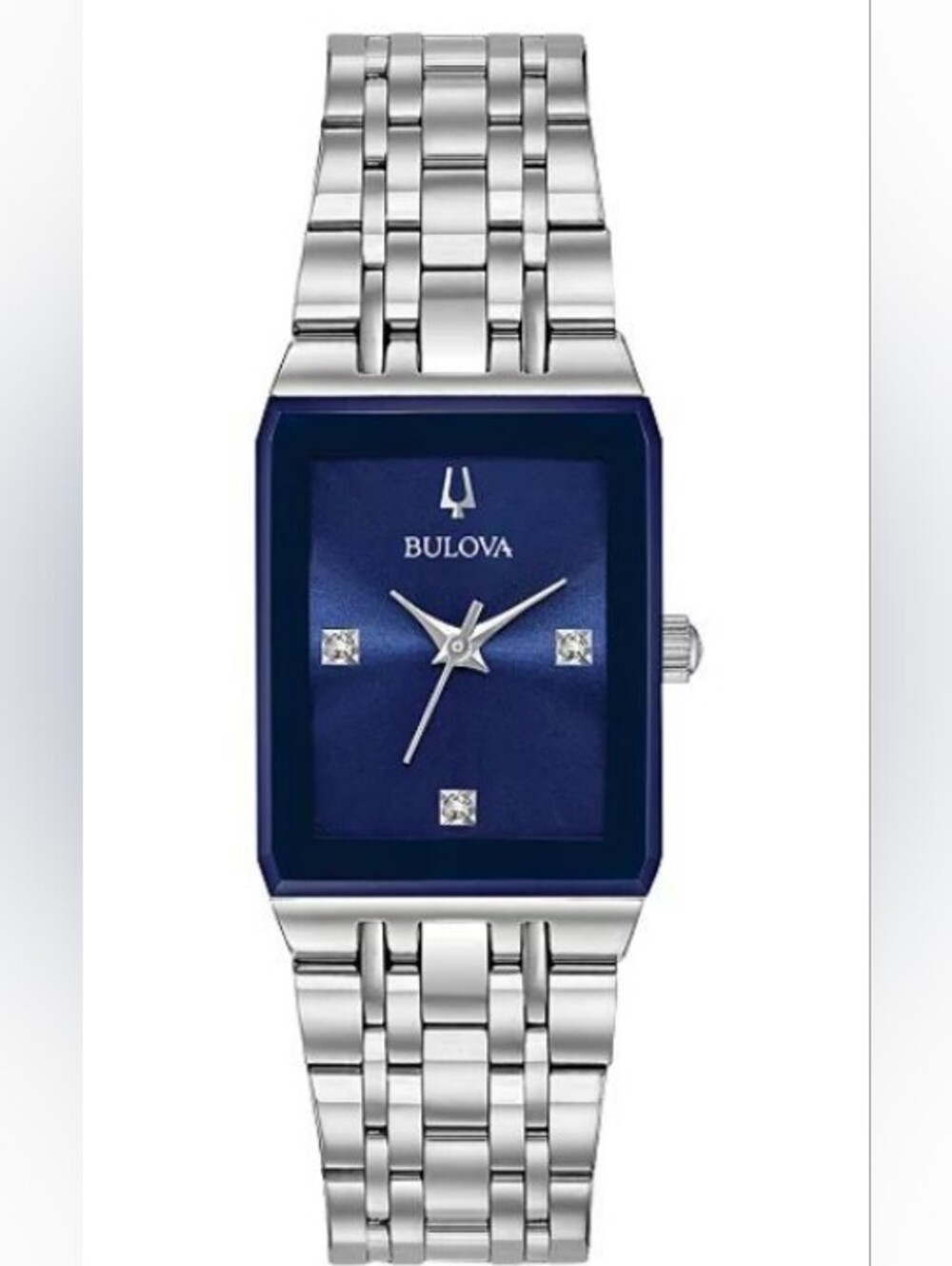 Bulova Futuro Quadra Diamond Accent Stainless Steel Quarts Watch 21×32 MM
